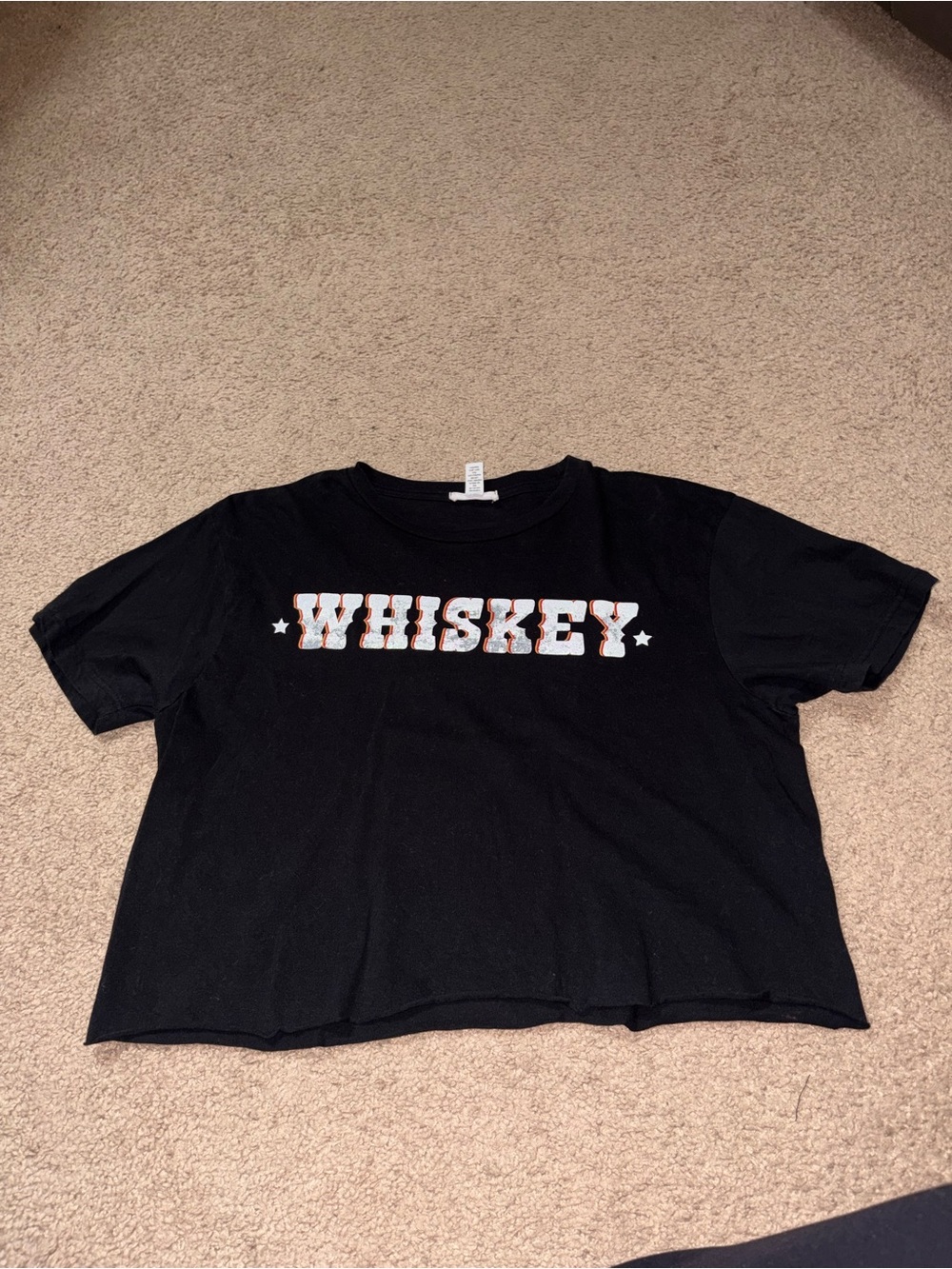 Tilly's Black WHISKEY Graphic Crop Tee